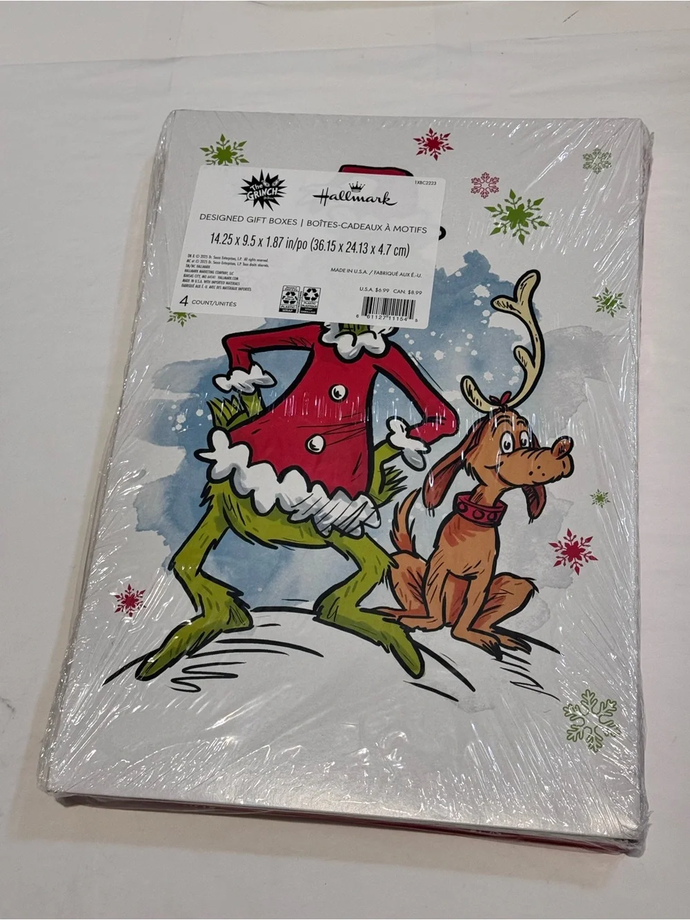 Hallmark Grinch & Max Festive Gift Boxes - Red, Green, White, Brown